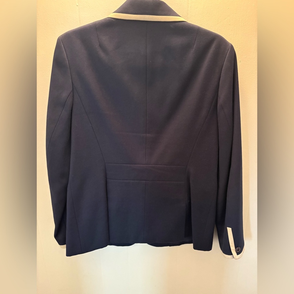 SHARP. Vintage Talbots Navy Blazer with Taupe Accents - Picture 2 of 7
